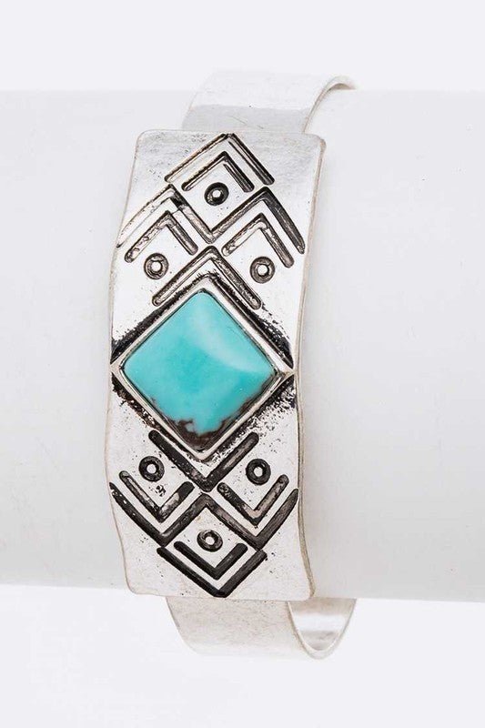 Engraved Aztec Stone Open Bagle - Loving It Shop