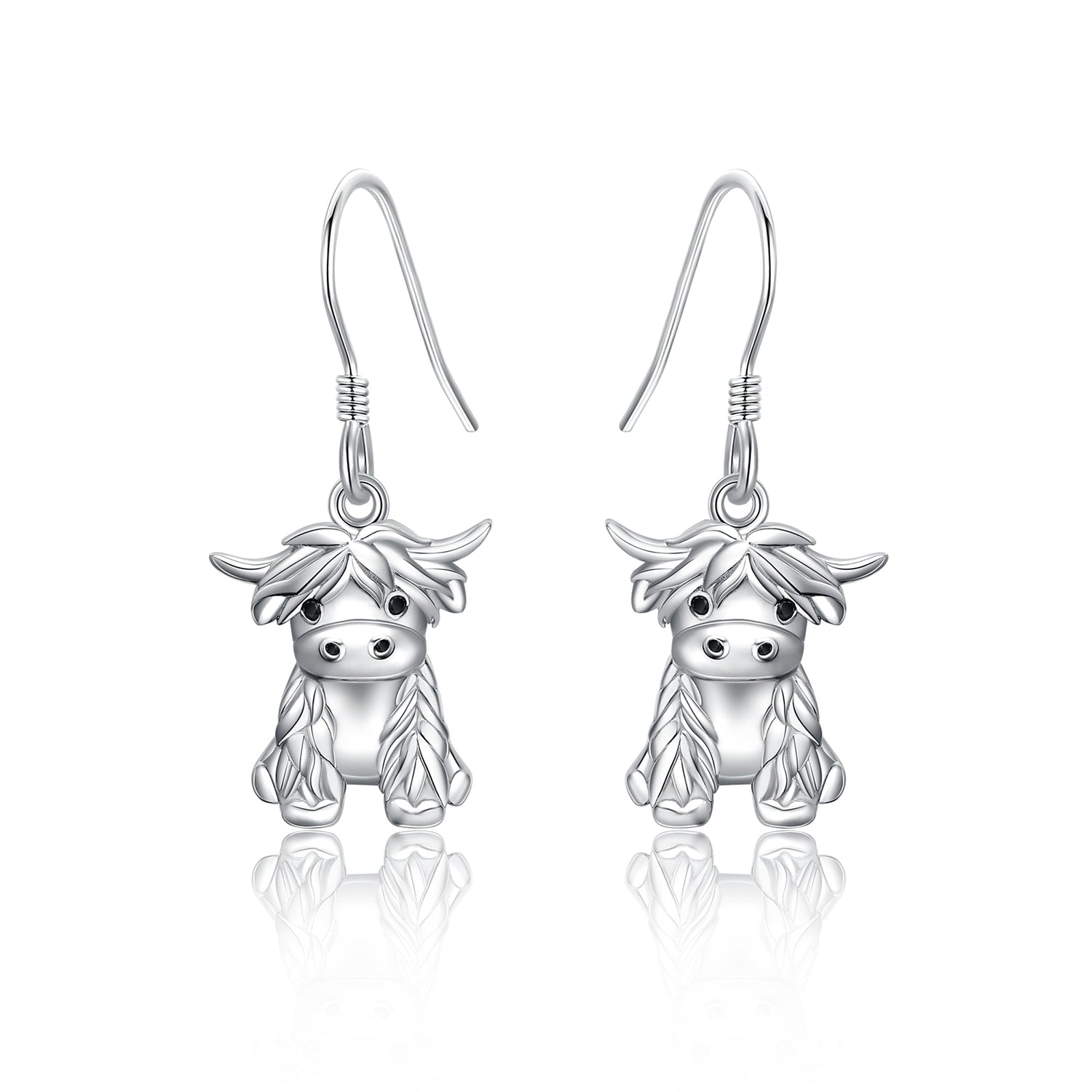 925 Sterling Silver Highland Cow Necklace Cow Earrings Cow Jewelry