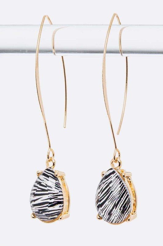 Animal Printed Teardrop Long Dangle Earrings - Loving It Shop