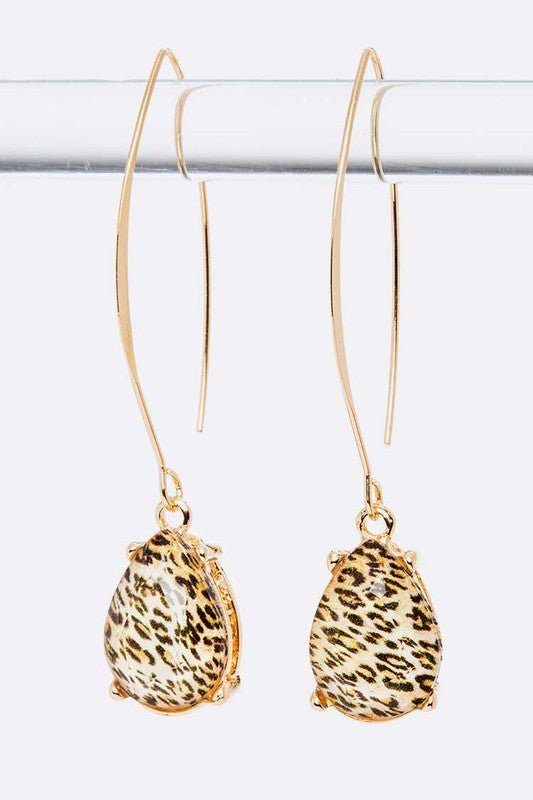 Animal Printed Teardrop Long Dangle Earrings - Loving It Shop