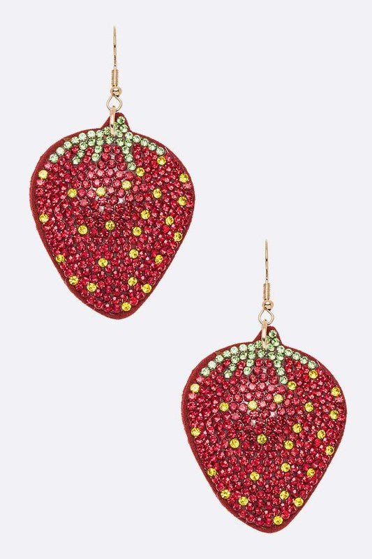 Iconic Strawberry Rhinestone Pillow Earrings - Loving It Shop