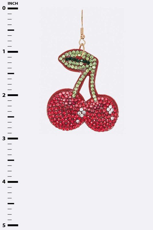 Rhinestone Cherry Pillow Earrings - Loving It Shop