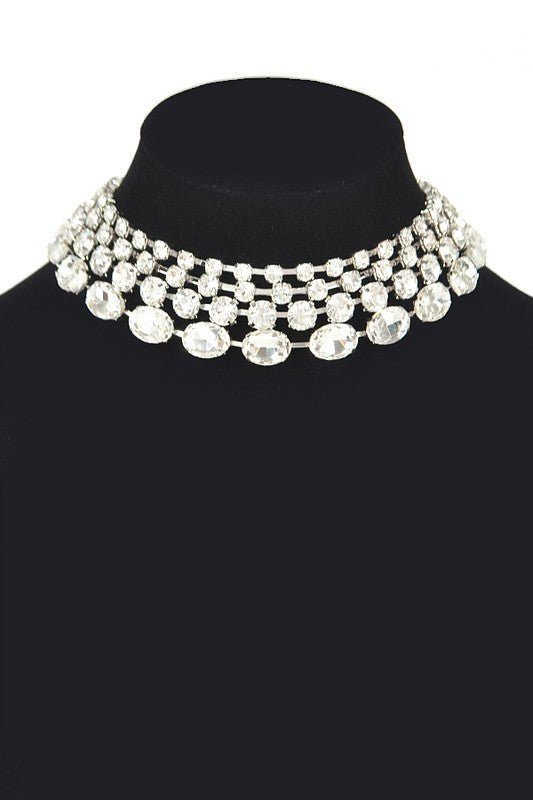 Crystal Layered Statement Layered Choker Necklace - Loving It Shop
