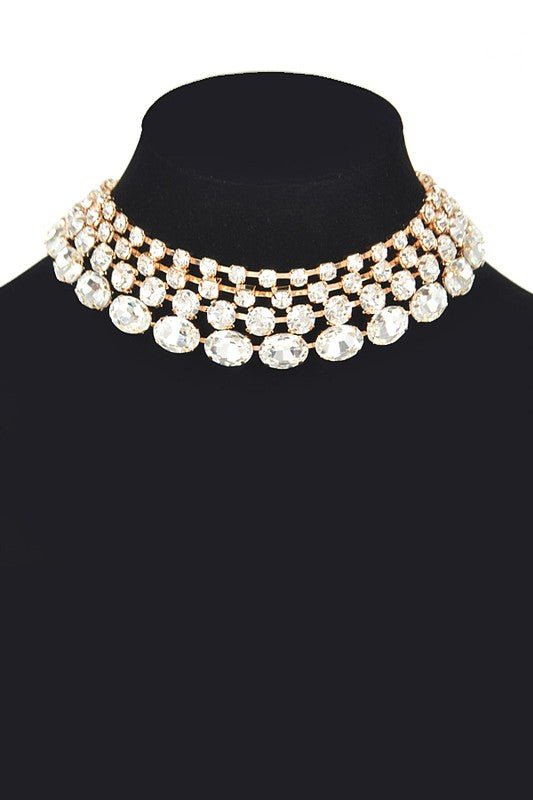 Crystal Layered Statement Layered Choker Necklace - Loving It Shop