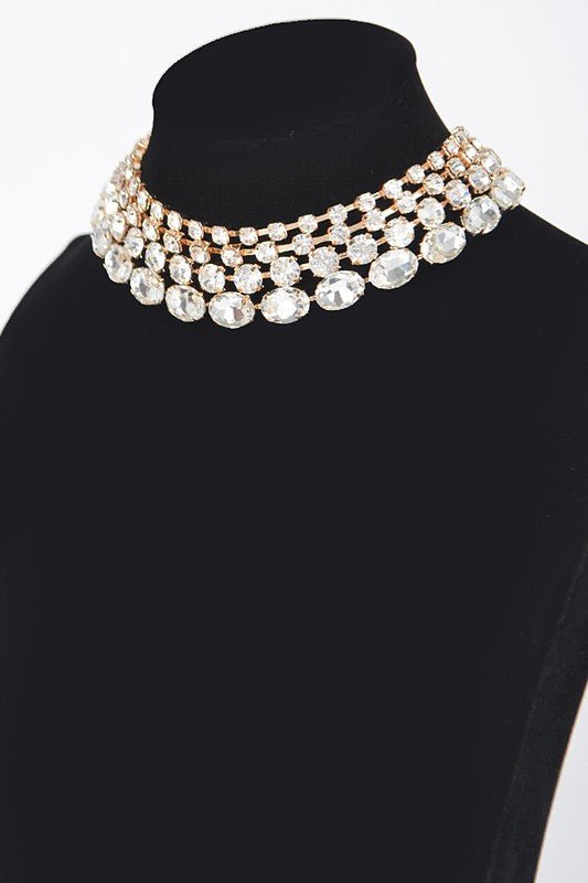 Crystal Layered Statement Layered Choker Necklace - Loving It Shop