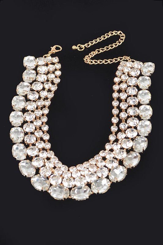 Crystal Layered Statement Layered Choker Necklace - Loving It Shop