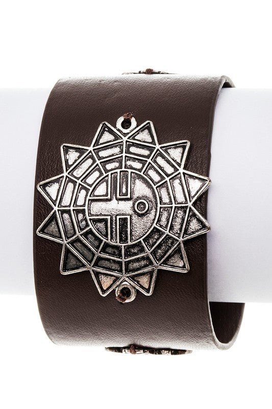 ICONIC SUN EMBLEM LEATHER BRACELET - Loving It Shop