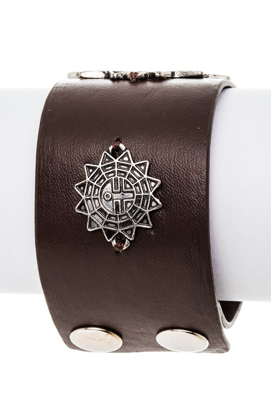 ICONIC SUN EMBLEM LEATHER BRACELET - Loving It Shop