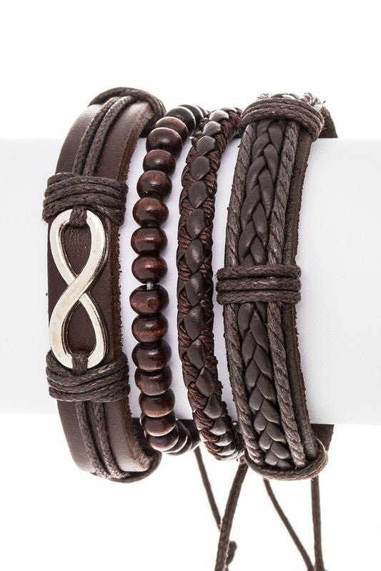INFINITY SIGN MIX BEADS LEATHER BRACELET SET - Loving It Shop