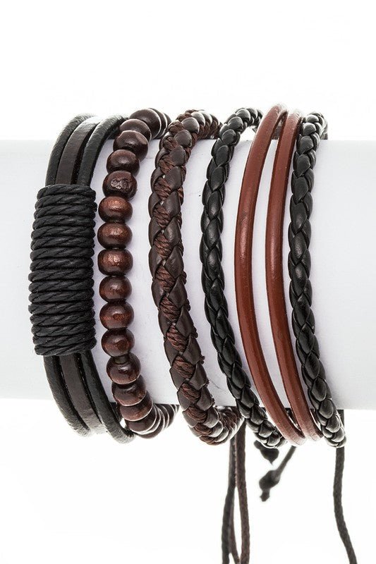 UNISEX MIX BEADS LEATHER BRACELET SET - Loving It Shop