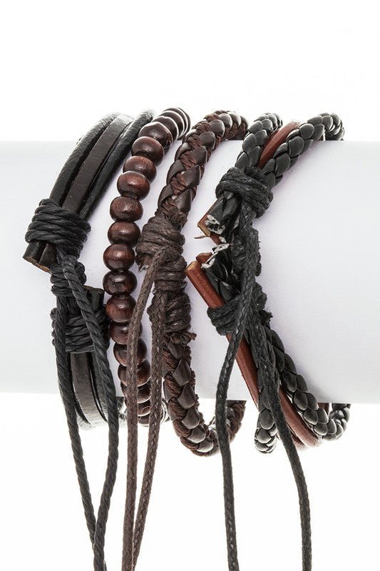 UNISEX MIX BEADS LEATHER BRACELET SET - Loving It Shop