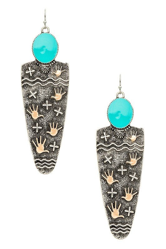 Native Folk Art Mix Tone Iconic Earrings - Loving It Shop