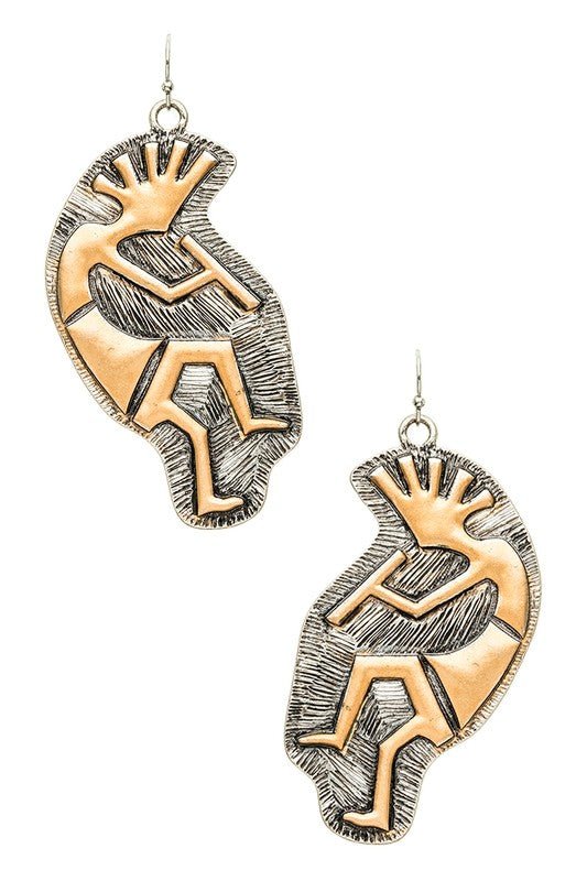 Native Folk Dancer 2 Tone Earrings - Loving It Shop