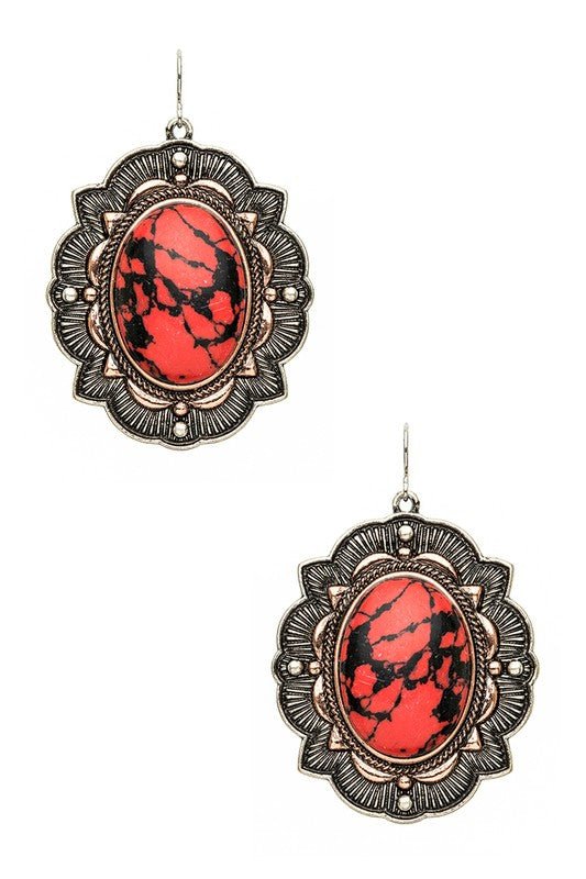 Western Mix Tone Stone Drop Earrings - Loving It Shop