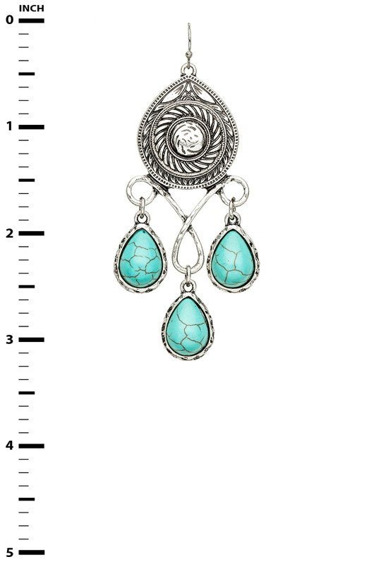 Stone Drop Chandelier Western Earrings - Loving It Shop