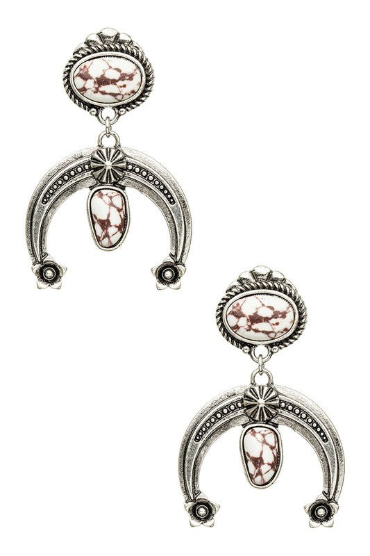 Squash Blossom Stone Drop Earrings - Loving It Shop