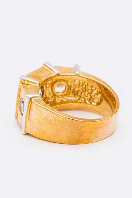 Unisex Iconic CZ Gold Ring - Loving It Shop