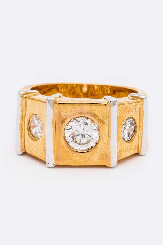Unisex Iconic CZ Gold Ring - Loving It Shop