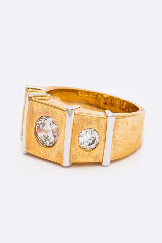 Unisex Iconic CZ Gold Ring - Loving It Shop