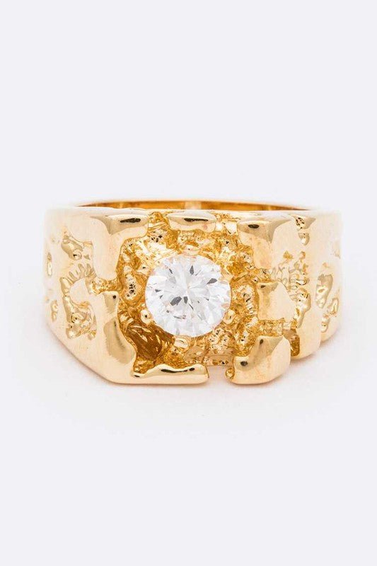 Textured Iconic Gold Ring - Loving It Shop