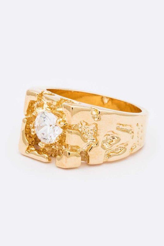 Textured Iconic Gold Ring - Loving It Shop