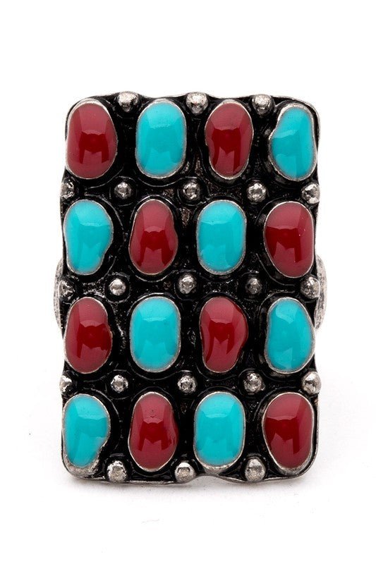 Mix Tone Vintage Inspired Western Stretch Ring - Loving It Shop