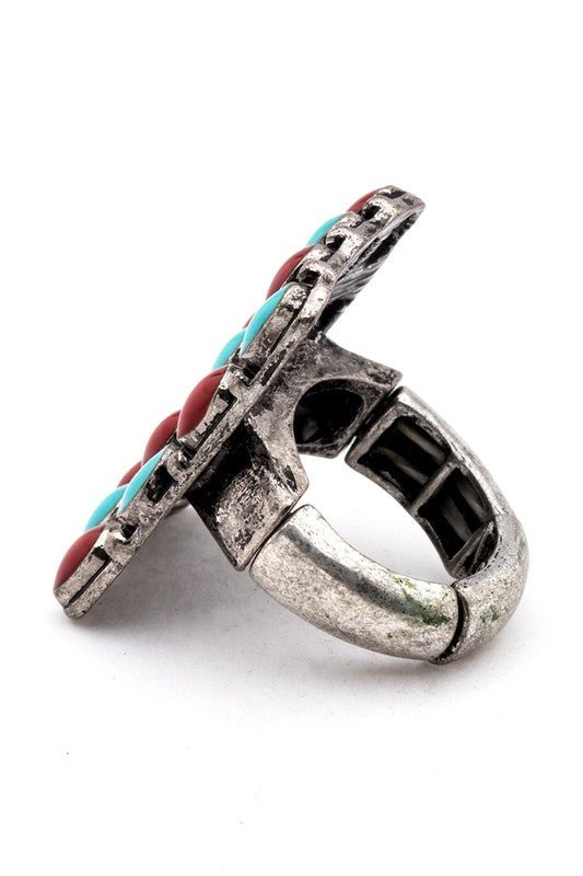 Mix Tone Vintage Inspired Western Stretch Ring - Loving It Shop