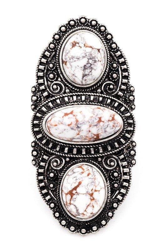 Vintage Inspired Oversize Stone Stretch Ring - Loving It Shop