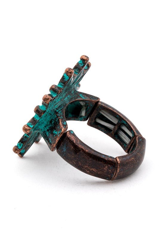 Mix Tone Enamel Western Stretch Ring - Loving It Shop