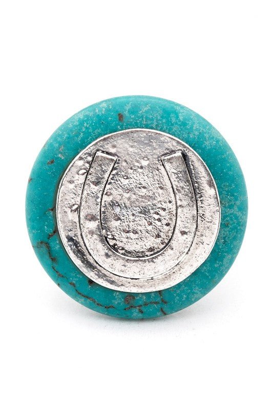 Distressed Horse Shoe Turquoise Ring - Loving It Shop
