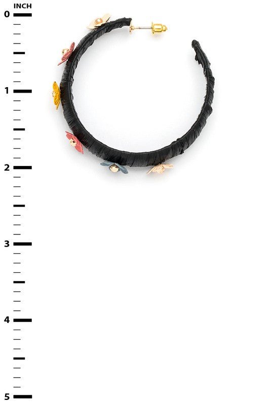 Raffia Wrapped Flower Iconic Hoop Earrings - Loving It Shop