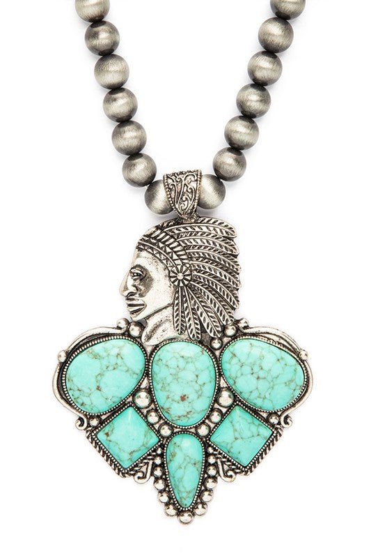 Mix Stone Pendant Oversize Western Necklace Set - Loving It Shop