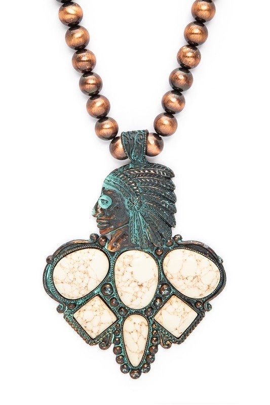 Mix Stone Pendant Oversize Western Necklace Set - Loving It Shop