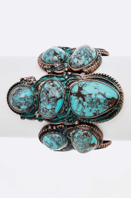 TURQUOISE STONE WESTERN STRETCH BRACELET - Loving It Shop