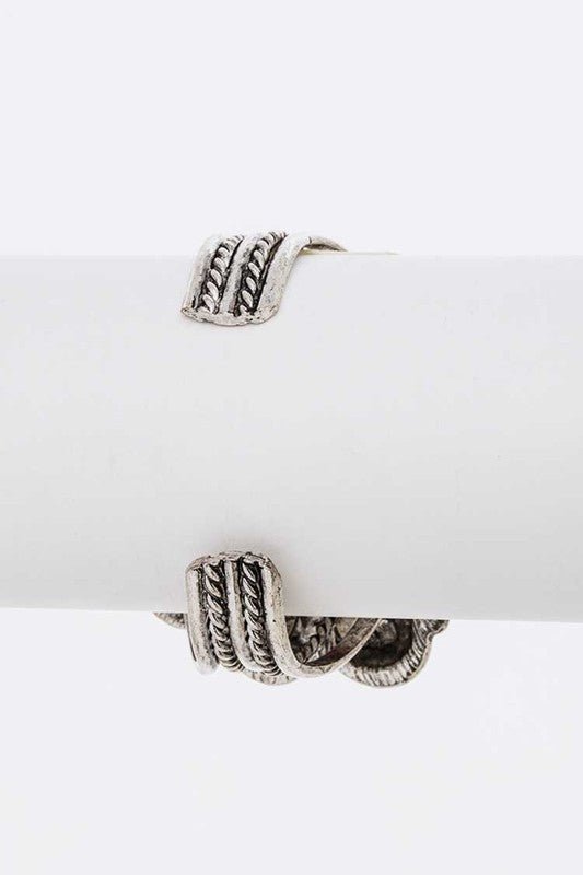 Oversize Stone Flower Open Bangle - Loving It Shop