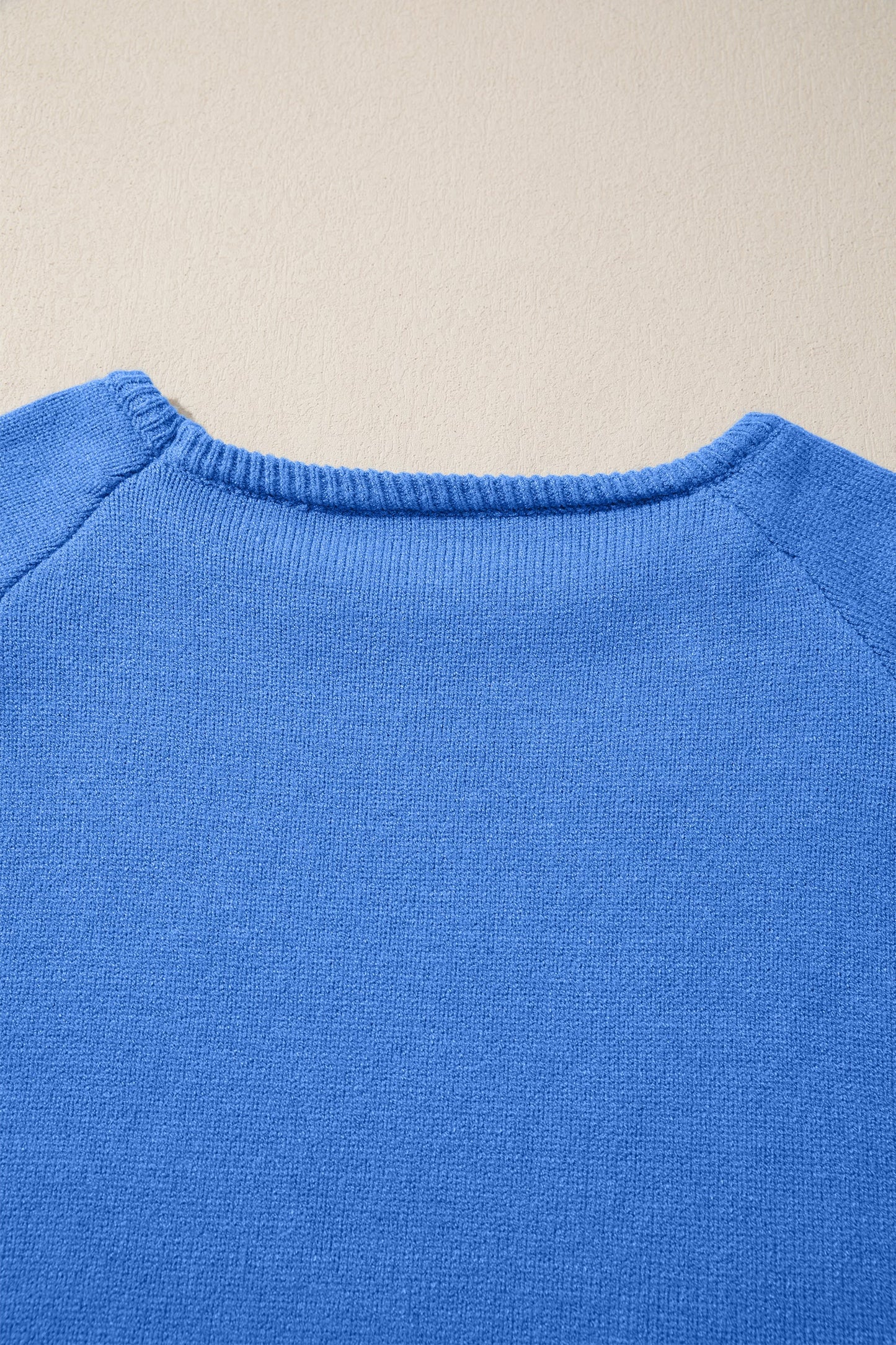 Sky Blue Solid Color Knit Loose Bracelet Sleeve Dolman Sweater
