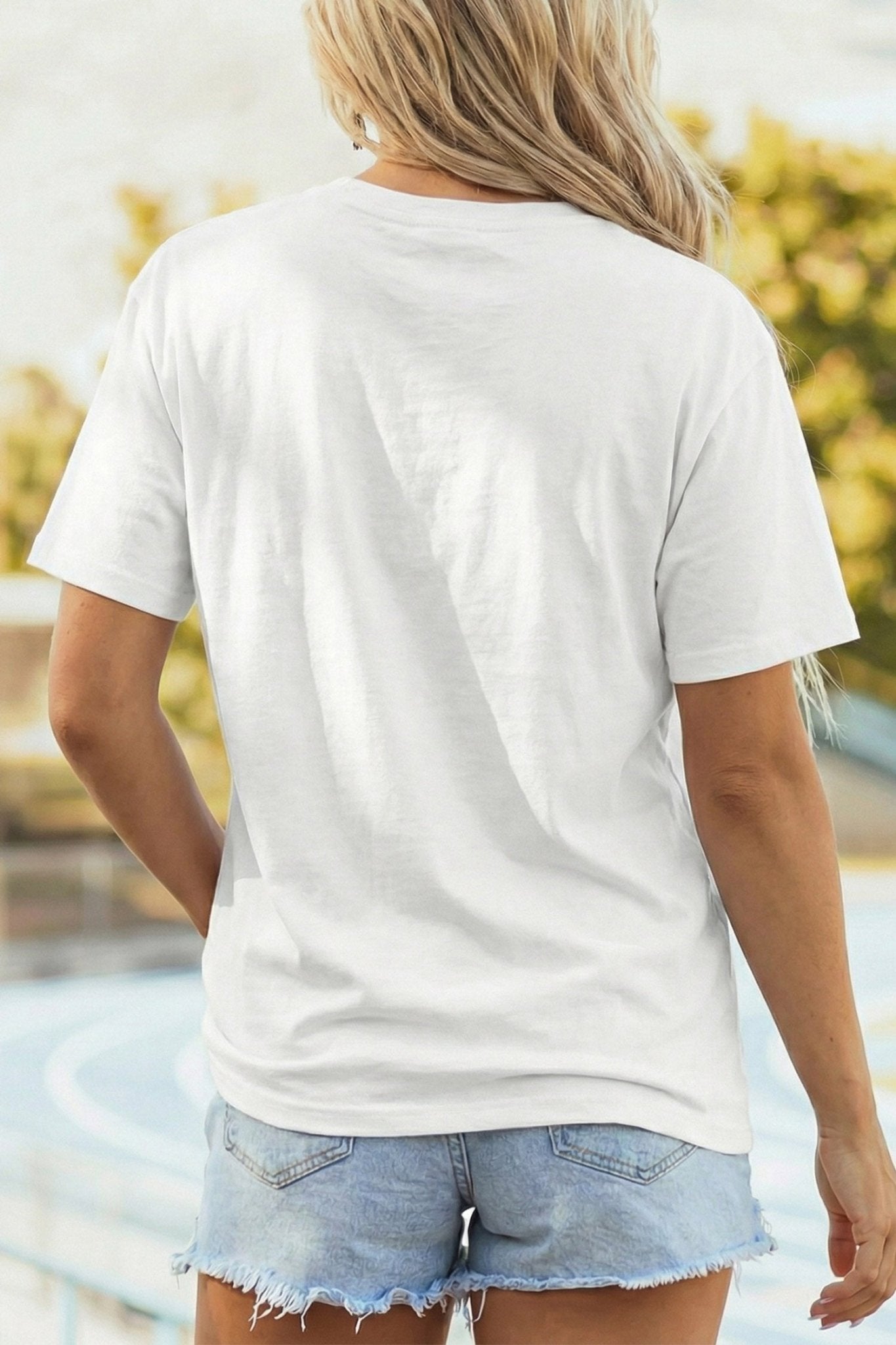 White USA Faux Patchwork Graphic Tee - Loving It Shop