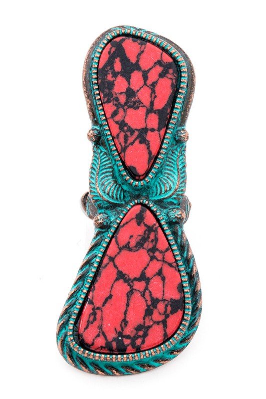Oversize Vintage Stone Western Stretch Ring - Loving It Shop