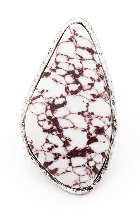 Oversize Compressed Stone Iconic Stretch Ring - Loving It Shop
