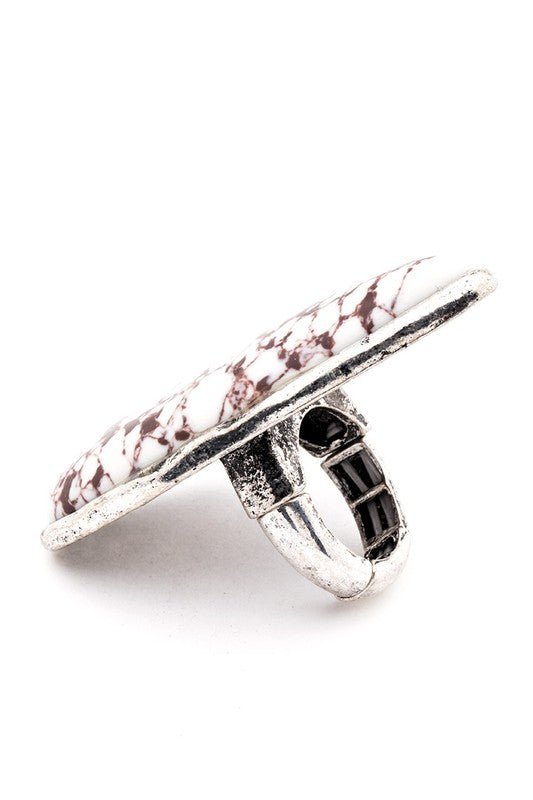 Oversize Compressed Stone Iconic Stretch Ring - Loving It Shop