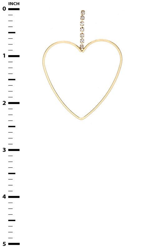 Rhinestone Accent Open Heart Drop Earrings - Loving It Shop