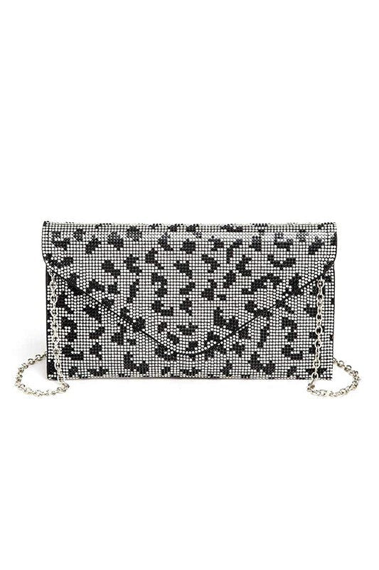 Convertible Clutch Rhinestone Animal Print Stylish Fashion Handbag