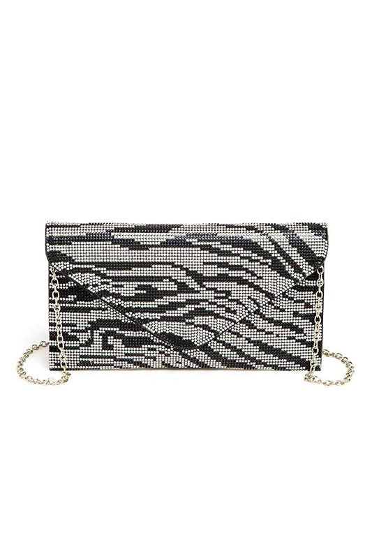 Convertible Clutch Rhinestone Animal Print Stylish Fashion Handbag