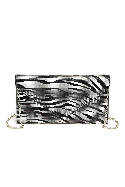 Convertible Clutch Rhinestone Animal Print Stylish Fashion Handbag