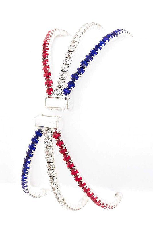 Red White Blue Rhinestone Cuff - Loving It Shop