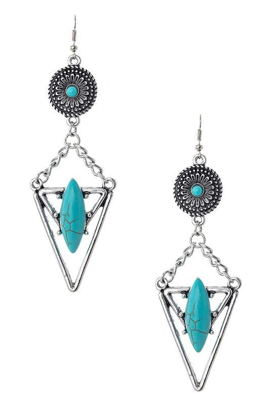 Turquoise Stone Drop Earrings - Loving It Shop