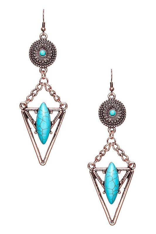 Turquoise Stone Drop Earrings - Loving It Shop