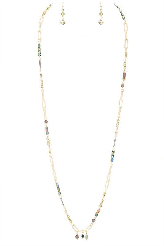 Mix Beads Station Long Dainty Necklace Set - Loving It Shop