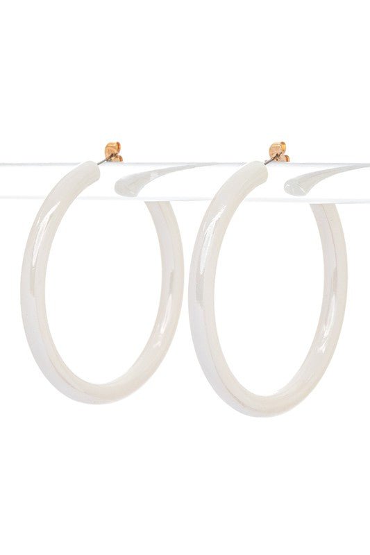 Shiny White Resin Hoops - Loving It Shop