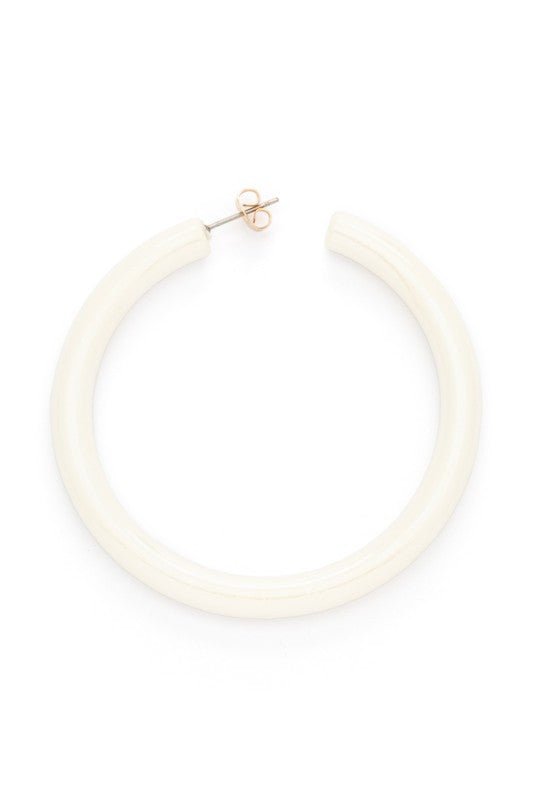 Shiny White Resin Hoops - Loving It Shop